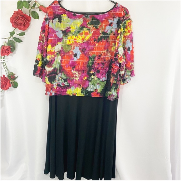 💋3/$20💋 R&K Originals Colorful Floral Ruffles Midi Dress - Picture 5 of 8